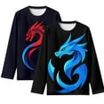 thumbnail image 1 of FUIALDOLG Blue Red Dragon Girls Long Sleeve Shirts 2 Pack Casual Lightweight Layering Tops 5-6 Years Slim Fit Crewneck Casual Undershirts, 1 of 6