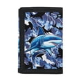 thumbnail image 1 of FUIALDOLG Blue Shark Trifold Card Wallet, Polyester Washable Large Capacity Youth Wallet for Outdoor Sports and Daily Use, 1 of 7