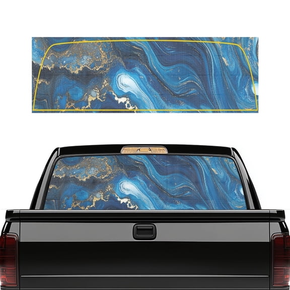 FUIALDOLG Blue Swirl Marble Rear Window Decals for Trucks and SUV Perforated Wrap Back Window Sticker Decal Personalized Decoration