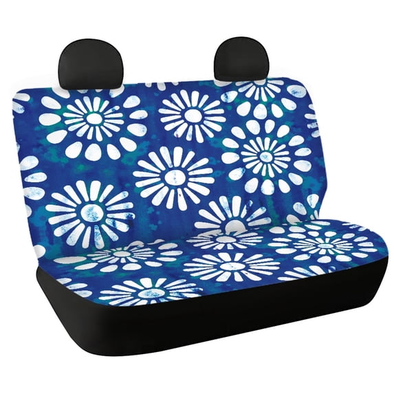 FUIALDOLG Blue White Daisy Non-Slip Replacement Seat Protectors Set of 2, Waterproof All Weather Car Back Seat Cover for Auto Car Interior