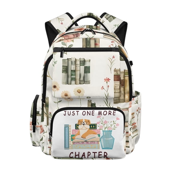 FUIALDOLG Bookish Bulldog Bag School Bag with Adjustable Shoulder Strap Adjustable Padded Straps Book Bag, Multi-Pocket 17 Inch Multi-pocket Bookbag for Casual Middle Back to School