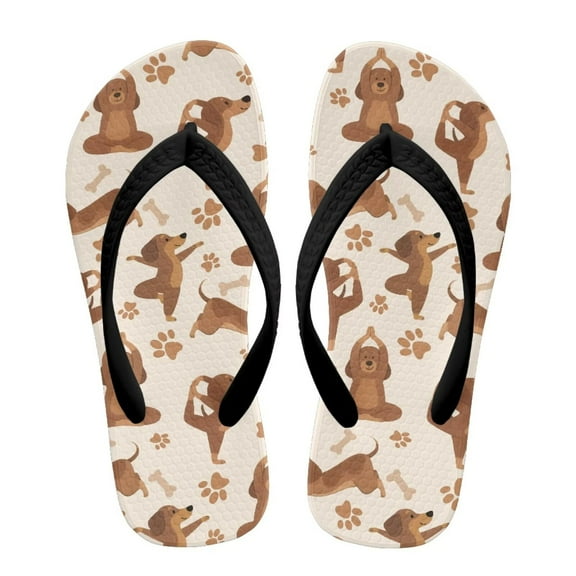 FUIALDOLG Boys Girls Flip Flops Cute Dachshund Dog Print Child Summer Slip-on Thong Sandals Beach Pool Water Shoes(Little/Big Kid) Size 10