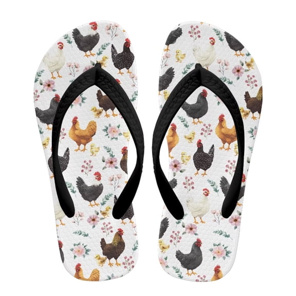 FUIALDOLG Boys Girls Flip Flops Funny Rooster Flower Print Child Summer Slip-on Thong Sandals Beach Pool Water Shoes(Little/Big Kid) Size 1