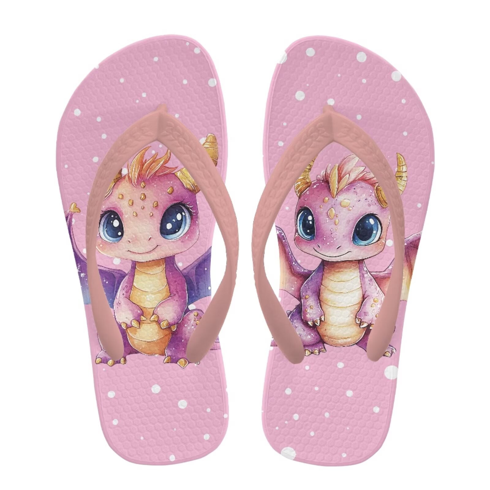 FUIALDOLG Boys Girls Flip Flops Sandals Pink Cartoon Dragon Print