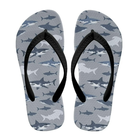 FUIALDOLG Boys Girls Flip Flops Sharks Grey Print Child Summer Slip-on Thong Sandals Beach Pool Water Shoes(Little/Big Kid) Size 10