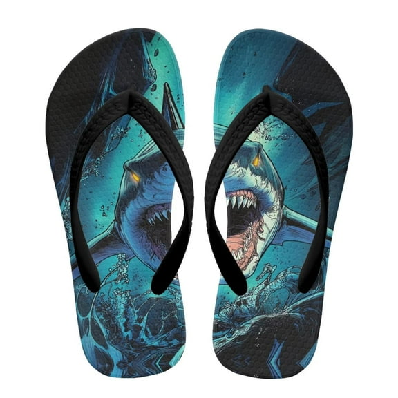 FUIALDOLG Boys Girls Open-Toe Sandals Ocean Horror Shark Print Summer Beach Water Slides Sandals(Toddler/Little Kid) Size 12