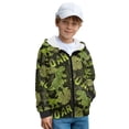 thumbnail image 1 of FUIALDOLG Boys Sweatshirt Hoodie Green Dinosaur Leaves Print Zip Up Jacket with Pocket Winter Outwear Jacket for Boys Hooded Long Sleeve Tops, Size S, 1 of 7