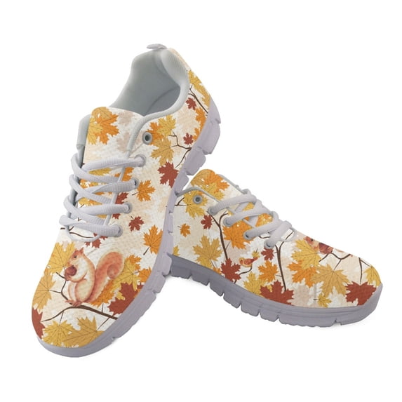 FUIALDOLG Breathable Running Sneakers for Tennis Walking, Mesh Lightweight Soft Running Shoes, Maple Leaf and Squirrel