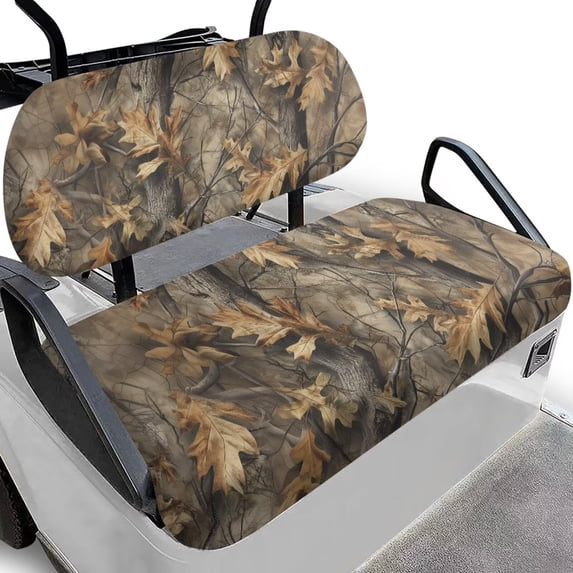 FUIALDOLG Breathable Universal Seat Covers for Ezgo Club Car Seats Golf Cart Hunting Camo Leaves Print Golf Front and Back Seat Cushion Cover Fit Like a Glove