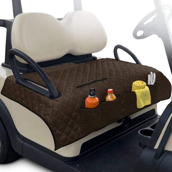 FUIALDOLG Brown Golf Cart Accessories Foldable Anti Scratch Brown Golf Cart Seat Covers Club Car Seat Towel Blanket with Pocket Universal Fit Most Carts,51x30Inch
