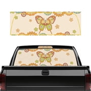 FUIALDOLG Butterfly Floral Rear Window Decals 66.9" x 22.4", Vinyl Perforated Decals Fit Most Pickup Trucks, Truck Back Window Graphics for Personalized Decoration