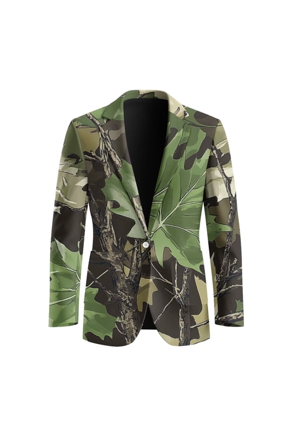 Camo Hunting Men's Sport Coats Blazers Casual One Button Business Suit Jacket Notched Lapel Tuxedo Jacket with 2 Side Pockets,S