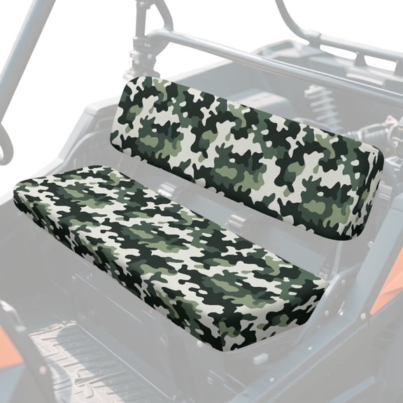 FUIALDOLG Camouflage Green Print Bench Seat Cover Waterproof UTV Seat Cover Set for Mule Accessories Protector, Waterproof Easy Clean Easy to Install