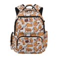 thumbnail image 1 of FUIALDOLG Capybara Coffee School Bag with Breathable Padded Straps, 17 Inch Durable Multi Pocket Bookbag for Elementary Back to School, 1 of 9