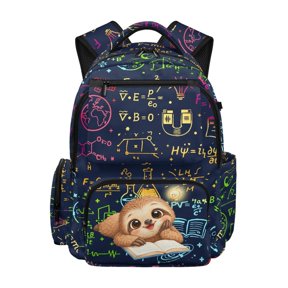FUIALDOLG Capybara Science Formula Print Multi-Pocket Shoulder Bookbag for High School Elementary School, Adjustable Padded Shoulder Straps Large Capacity 600D Polyester Kids Backpack
