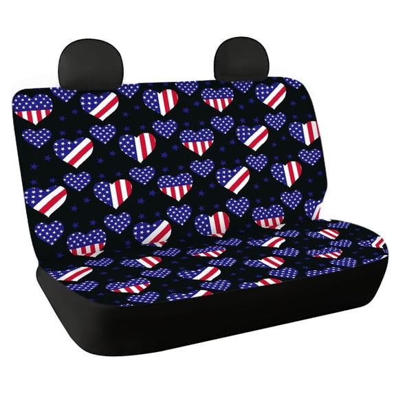 FUIALDOLG Car Back Seat Covers for Auto Interior Automotive, American Flag Hearts 2 Pack Car Rear Seat Protectors Protects Against Dog Hair Easy to Install