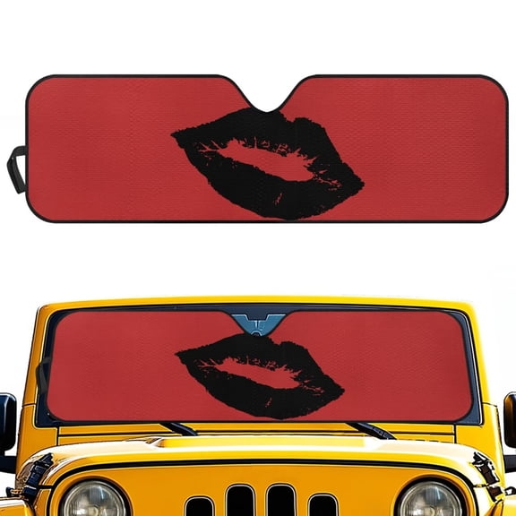FUIALDOLG Car Windshield Sun Shade, Black Lip Sun Visor for Car Off-road Vehicle, Block UV Rays, Foldable 52.95x16.14 inches