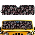 thumbnail image 1 of FUIALDOLG Car Windshield Sun Shade, Suagr Skull Rose Sun Visor for Car Off-road Vehicle, Block UV Rays, Foldable 52.95x16.14 inches, 1 of 7