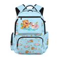 thumbnail image 1 of FUIALDOLG Cartoon Capybara & Axolotl Water Play Pattern Outdoor Backpack with Water Repellent, Adjustable Strap Multi-Pocket 17 Inch School Bookbag for Elementary School Daily Travel Use, 1 of 9