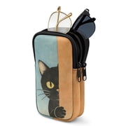 FUIALDOLG Cat Double Eyeglass Case with 2 Compartments Portable Sunglasses Pouch Lightweight Double Eyeglass Case with 2 Compartments