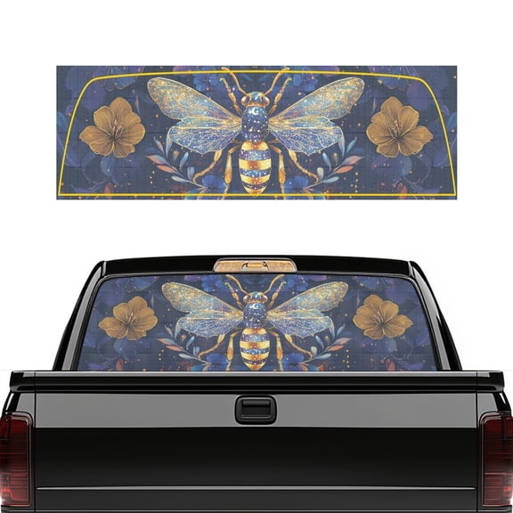 FUIALDOLG Celestial Bee Perforated Car Window Decals 66.9 x 22.4 Inches, One Way See through Vinyl, Waterproof and UV Resistant for SUV and Truck Rear Windows