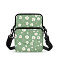 thumbnail image 1 of FUIALDOLG Cellphone Crossbody Purse White Daisy Green Pattern Portable Satchel Bags for Running, Polyester 2 Layer Crossbody Bag, 1 of 7