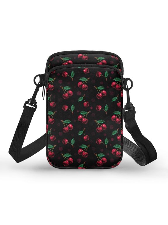 Cherry Cell Phone Purse, Zipper Crossbody Bag Casual Crossbody Case for Travel Running