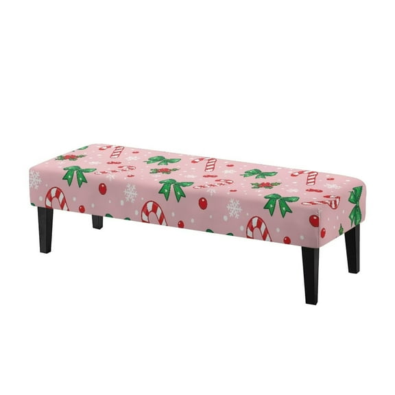 FUIALDOLG Christmas Dining Bench Cover, Stretch Washable Long Bench Seat Covers, Rectangle Table Chair Slipcover for Dining Room, Living Room, Kitchen(Pink)