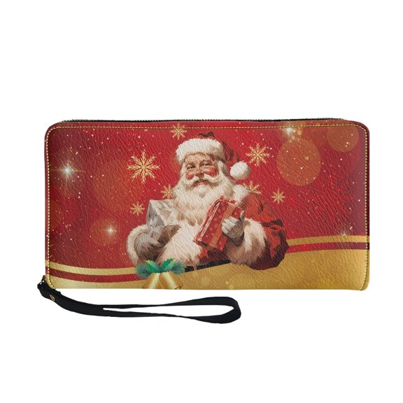 FUIALDOLG Christmas Gift Snowflake Large Capacity Long Wallet, Zip-Around Women's Wallets with Zip Around for Travel Beach Shopping