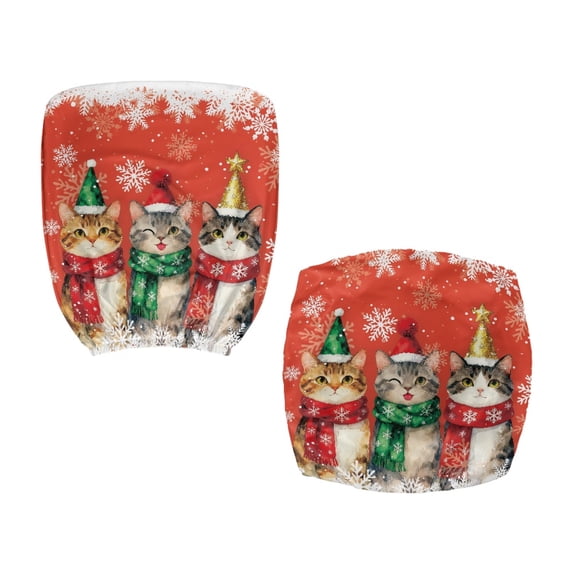 FUIALDOLG Christmas Non-Slip Computer Chair Covers for Armchair, 2 Pcs Office Chair Covers Polyester Fabric Desk Rotating Chair Slipcovers Christmas Cat Decoration
