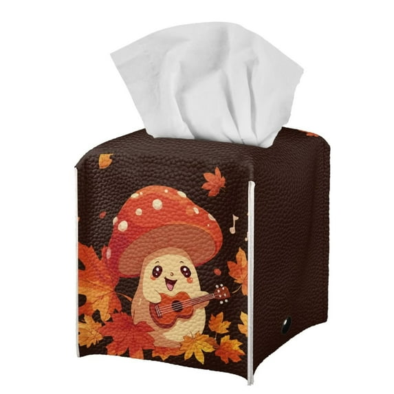 FUIALDOLG Christmas Snowman Bell Tissue Box Cover Square, Waterproof PU Leather Car Tissue Holder Facial Napkin Organizer Fashion Decorative on Table and Bathroom, Office