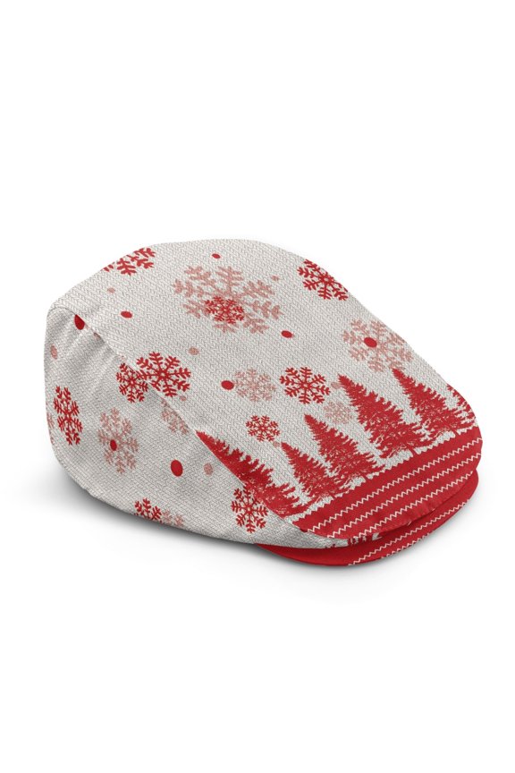 Christmas Tree Snowflake Polyester Newsboy Hat with Retro, Windproof Vintage Flat Cap for Fishing Summer Walking