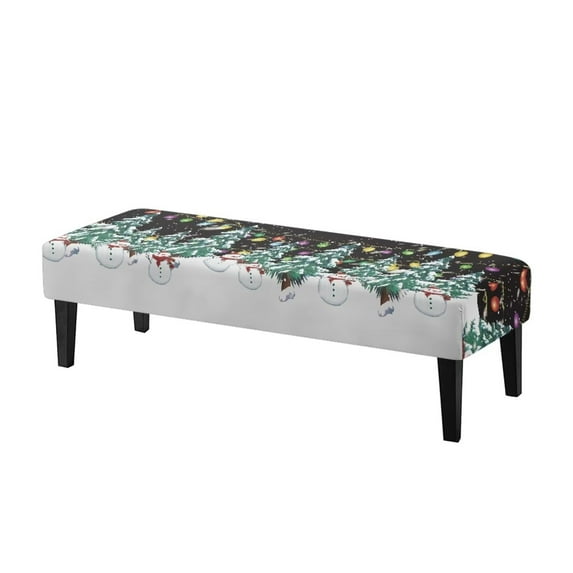 FUIALDOLG Christmas Tree Snowman Print Dining Bench Cover Anti-Dust Stretch Bench Cushion Cove with Elastic Edge Home Decor Rectangle Seat Protector for Bedroom, Kitchen