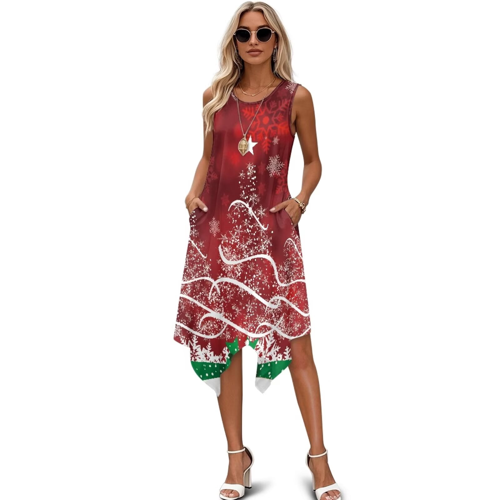 FUIALDOLG Christmas Tree Sun Dress for Women Lady Party Costume Summer Casual Sleeveless Dress Lady Trendy Round Neck Asymmetric Sundress Loose Fit ... FUIALDOLG Christmas Tree Sun Dress for Women Lady Party Costume Summer Casual Sleeveless Dress Lady Trendy Round Neck Asymmetric Sundress Loose Fit ...