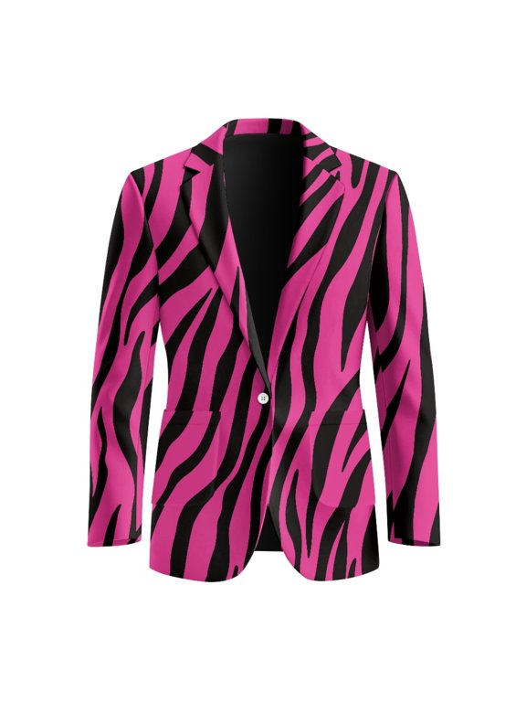 Classic Fit Suit Jackets, Zebra Stripe Design Polyester Regular Fit Versatile Blazer for Casual Summer
