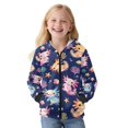 thumbnail image 1 of FUIALDOLG Color Axolotl Ocean Print Full Zip Hoodie Girls Oversized Casual Long Sleeve Sweatshirts for Girls Cute Jackets with Pockets, Size L, 1 of 7