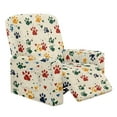 thumbnail image 1 of FUIALDOLG Color Dog Paw Pattern Chair Cover for Recliner 4-Pieces Stretch Slipcover Set Washable Reclining with Storage Pockets Furniture Protector for Home Decor, 1 of 7