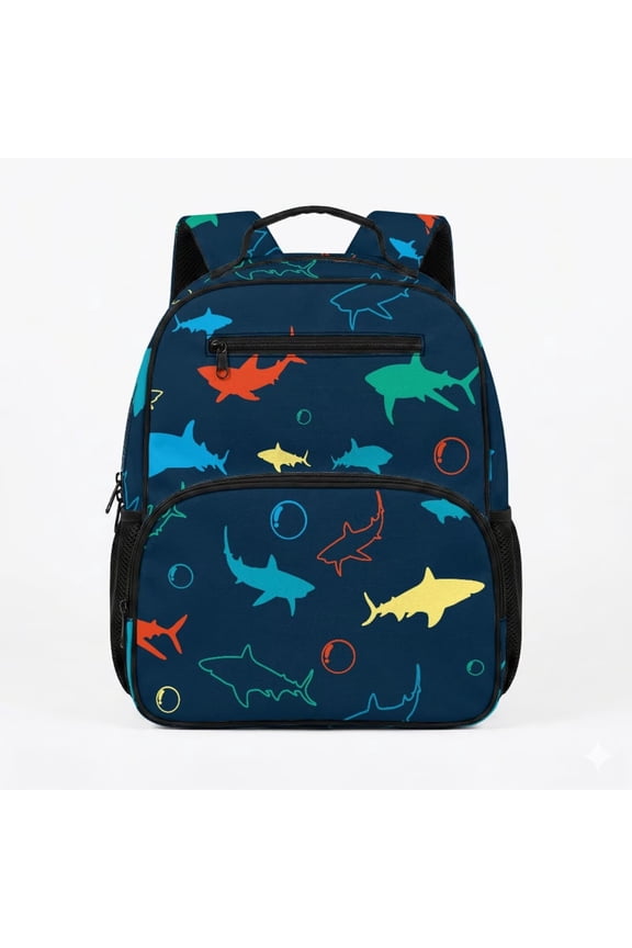Colorful Shark Toddler Backpack for Cool Boy Girl Age 4-7, Mini Breathable Preschool Kindergarten Bag Large Capacity Daypack for 13.5 Inch