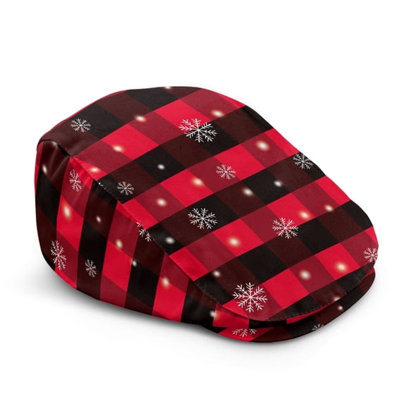 FUIALDOLG Comfort Newsboy Hats for Fishing Summer Outings, Plaid Design Polyester Vintage Flat Cap Soft