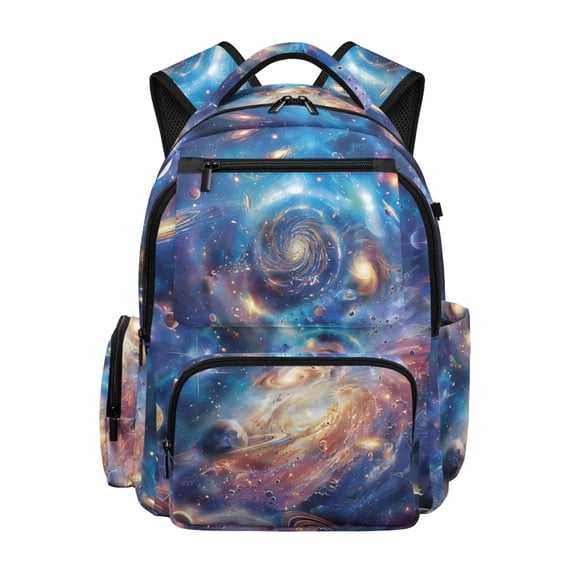 FUIALDOLG Cosmic Galaxy Planets Pattern School Bag with Lightweight, Soft Breathable 17 Inch Casual Daypack for Back to School Middle School