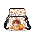thumbnail image 1 of FUIALDOLG Cross Body Bags Thanksgiving Turkey Pumpkin, 2 Zippers Crossbody Wallet for Travel, Elastic Polyester with Compartments Coin Wallet Purse, 1 of 7