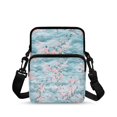 thumbnail image 1 of FUIALDOLG Crossbody Bags Pink Cherry Blossom Pattern Zipper Crossbody Purse for Outdoor, Stretch Polyester Front Pocket Shoulder Purse, 1 of 7