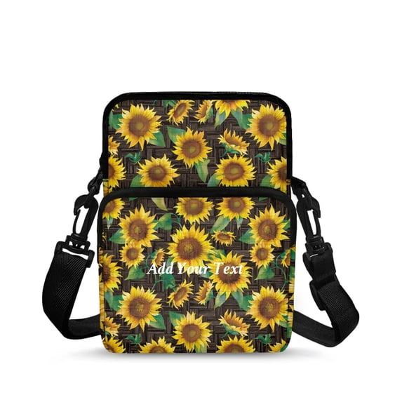 FUIALDOLG Crossbody Bags for Shop, Lightweight 2 Layer Crossbody Purse for Women Sunflower Woven Decoration Shoulder Bag