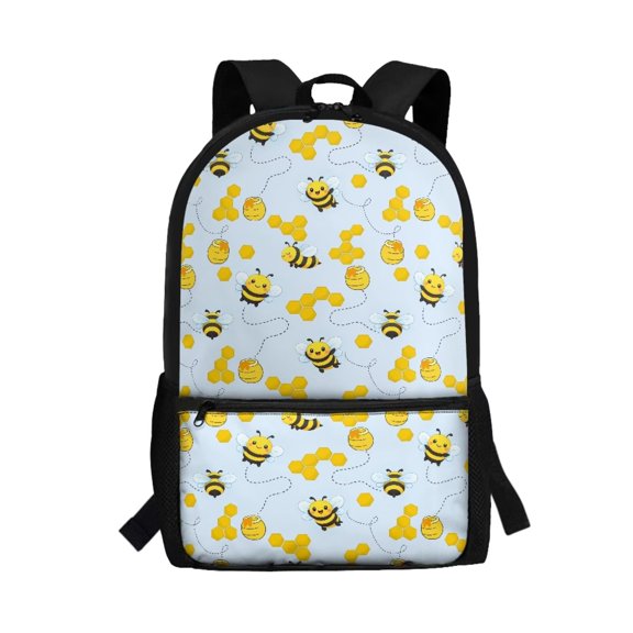FUIALDOLG Cute Bee School Bag for Little Girls Boys Cartoon Bookbag Breathable Large Capacity Student Bookbag Adult Travel Rucksack 17 Inch Laptop Bag