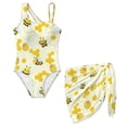 thumbnail image 1 of FUIALDOLG Cute Bee Swimwear Teens Girls One Piece Swimsuit with Short Sarong Soft Breathable Mesh Girl Beach Bathing Suit Cover Up for Beach Vacation,Swimming,School Pool Party,17-18Y, 1 of 7