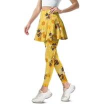 FUIALDOLG Cute Bee Women Athletic Skirt with Leggings Stretchy Tennis Skirt Yoga Running Golf Skirts with Pocket,Size XS