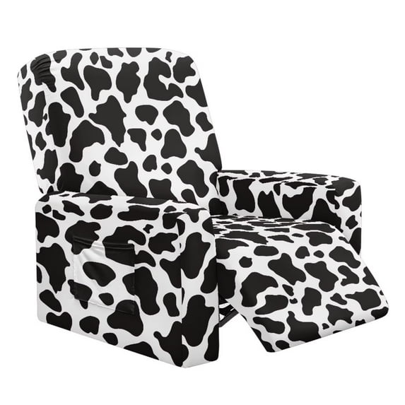 FUIALDOLG Cute Cow Print Recliner Chair Covers 1 Seater Cover for Recliner Chair Home Decor, 4-Pieces Reclining Couch Covers with Pockets Furniture Protector