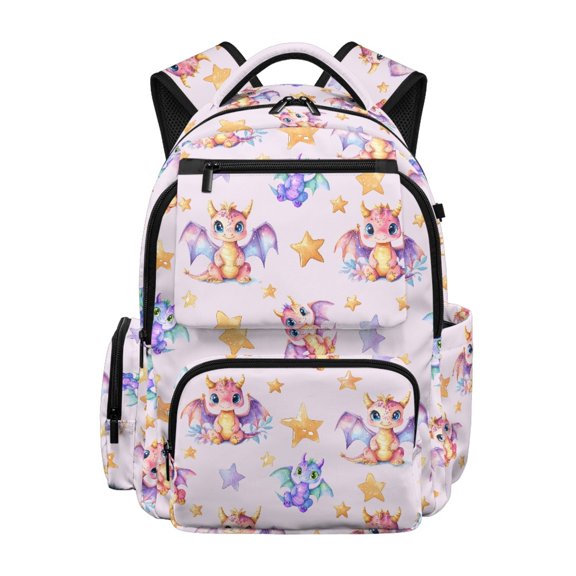 FUIALDOLG Cute Dragon Fantasy Zaino per ragazze with Padded Shoulder Straps Durable School Bag, Multiple Pockets 17 Inch Backpack for School Girls for Travel Back to School Casual