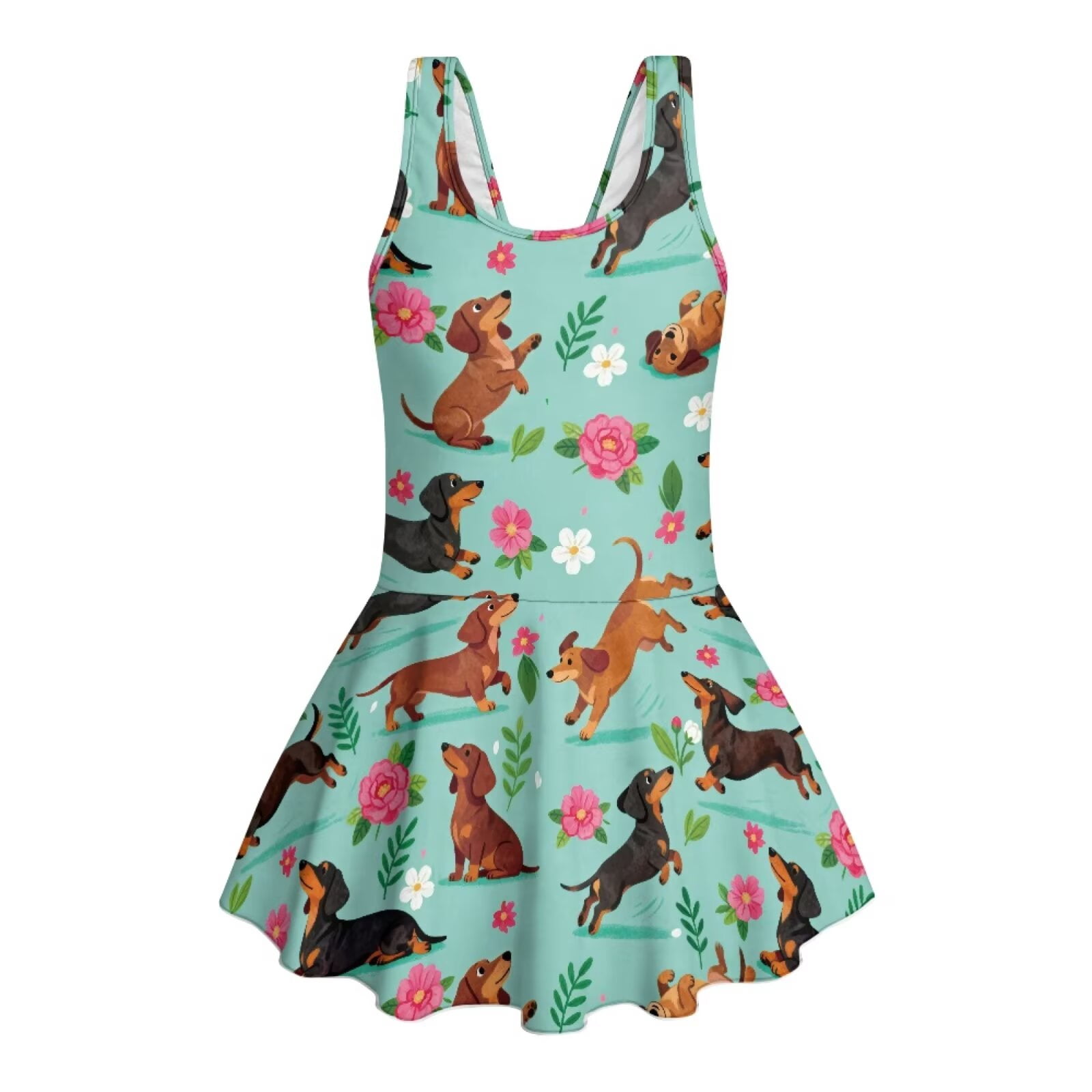 FUIALDOLG Cute Flower Dachshund Dog Print Swimwear for Kids Little ...