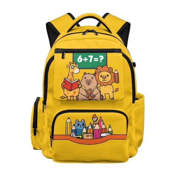 FUIALDOLG Cute School Animals Pattern Kids Backpack with Multi-Pockets Large Capacity Book Bag, Waterproof 17 Inch Backpack for School for Back to School Daily Use Travel